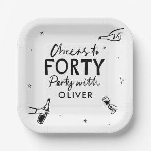 Cheers to 40 modern whimsical birthday decor paper plates