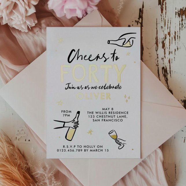 Cheers to 40 modern whimsical birthday invite (Creator Uploaded)