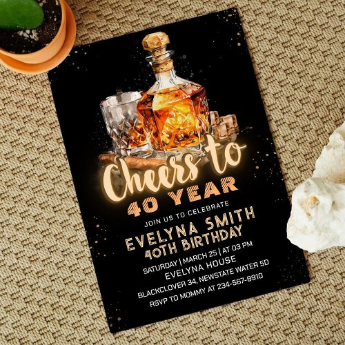 Cheers to 40 year Birthday Party Invitation