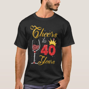 Cheers to 40 Years 1982 40th Birthday Wine Diamond T-Shirt
