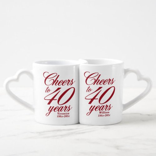 Cheers to 40 Years 40th Anniversary Red Coffee Mug Set