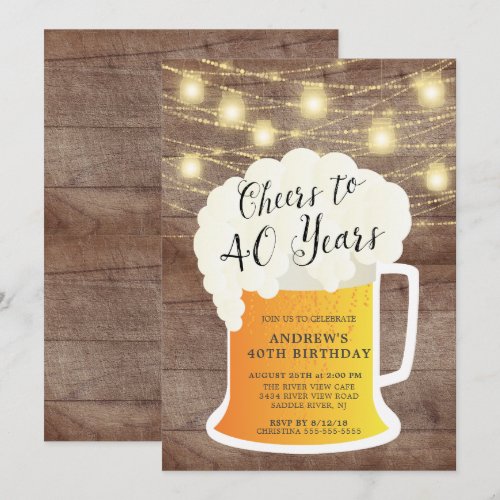 Cheers to 40 Years 40th Birthday Invitation