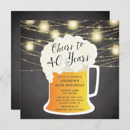 Cheers to 40 Years 40th Birthday Invitation