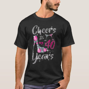 Cheers To 40 Years  40th Birthday Wine Shoes Diamo T-Shirt