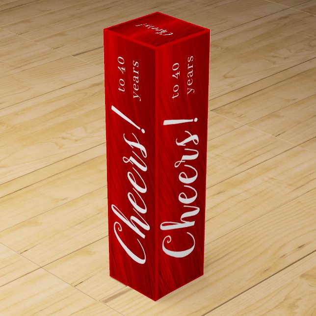 Cheers to 40 Years 40th  Ruby Anniversary  Red Wine Box (Front)