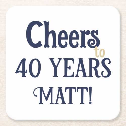 Cheers to 40 Years Birthday Blue and Gold Coaster