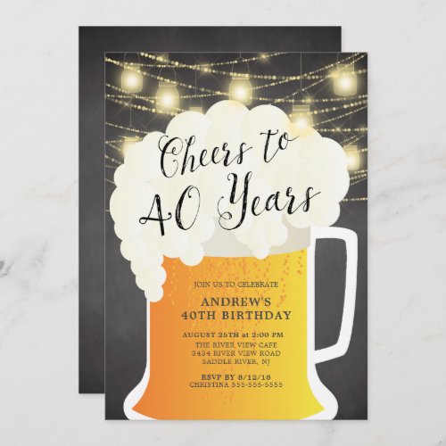 Cheers to 40 Years Birthday Invitation