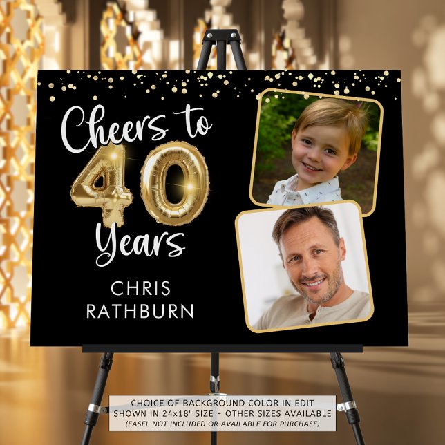 Cheers to 40 Years Birthday Photo Welcome Sign (Creator Uploaded)