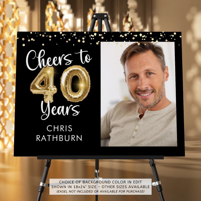 Cheers to 40 Years Birthday Photo Welcome Sign (Creator Uploaded)