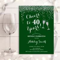 Cheers To 40 Years Birthday - Silver Green