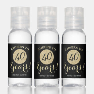 Cheers to 40 Years Black and Gold Glitter Hand Sanitizer