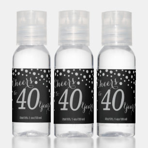 Cheers to 40 Years Black and Silver Diamond Hand Sanitizer