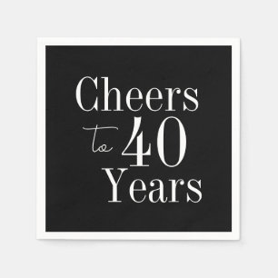 Cheers to 40 Years Black White 40th Birthday Party Napkins