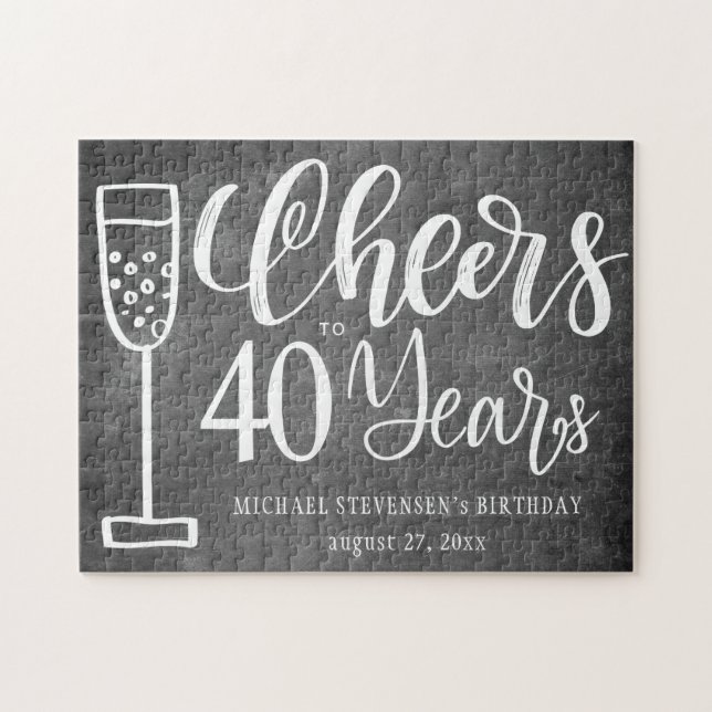 Cheers to 40 years chalkboard birthday keepsake jigsaw puzzle (Horizontal)