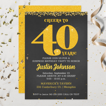Cheers To 40 Years Fortieth 40th Birthday Invitation by allpetscherished at Zazzle