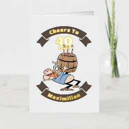 Cheers To 40 Years Funny Beer Birthday Cartoon Foil Greeting Card