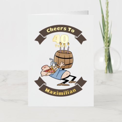 Cheers To 40 Years Funny Beer Birthday Cartoon Foil Greeting Card