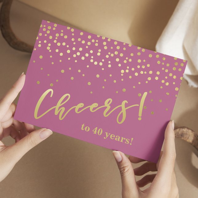 Cheers to 40 years! Glamorous Gold Sparkles Postcard (Creator Uploaded)
