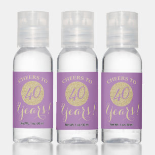 Cheers to 40 Years Lavender Purple Gold Glitter Hand Sanitizer