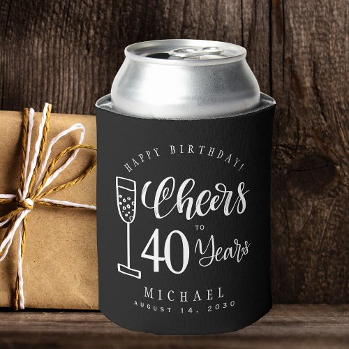 Cheers to 40 years milestone birthday custom name can cooler