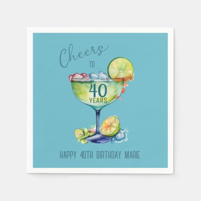 Cheers to 40 Years Milestone Birthday  Napkins (Front)