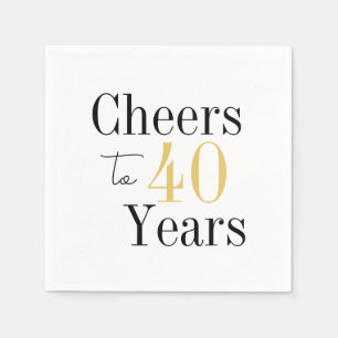 Cheers to 40 Years Minimal Black Gold Party Napkins