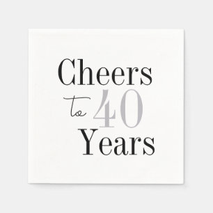 Cheers to 40 Years Minimal Silver Party Napkins