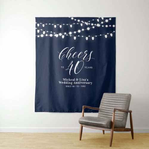 Cheers to 40 years  Navy 40th Wedding Anniversary Tapestry