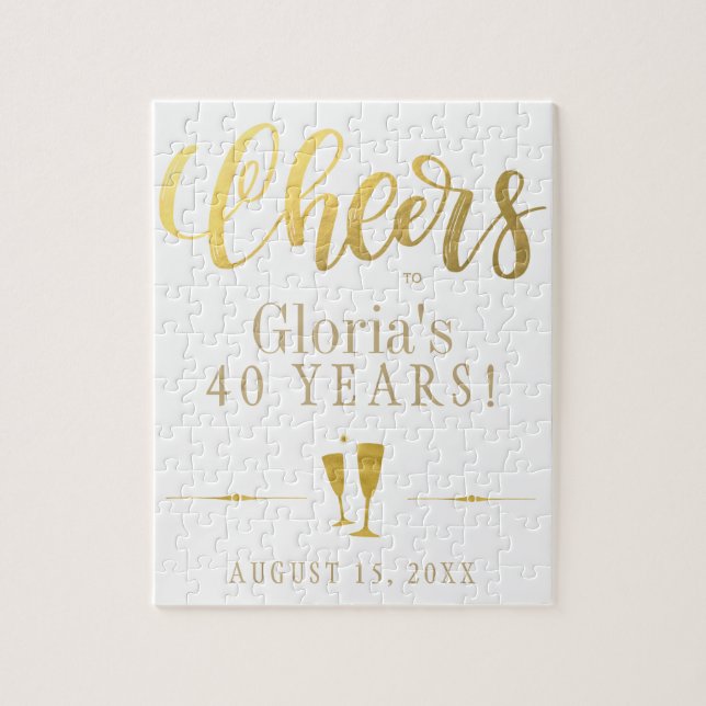 Cheers to 40 years personalized birthday gift jigsaw puzzle (Vertical)