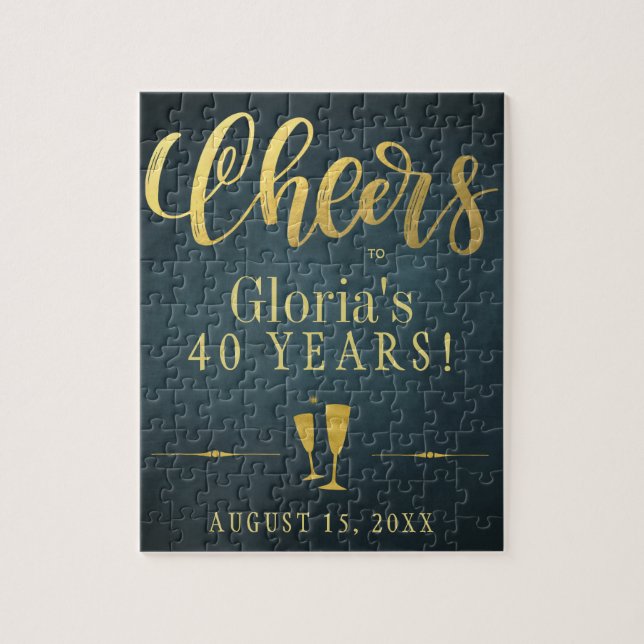 Cheers to 40 years personalized birthday gift jigsaw puzzle (Vertical)