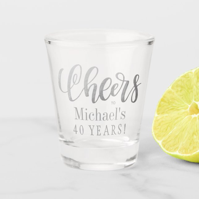 Cheers to 40 years personalized birthday  shot glass (Front)