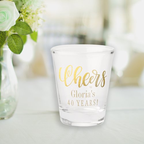 Cheers to 40 years personalized birthday shot glass