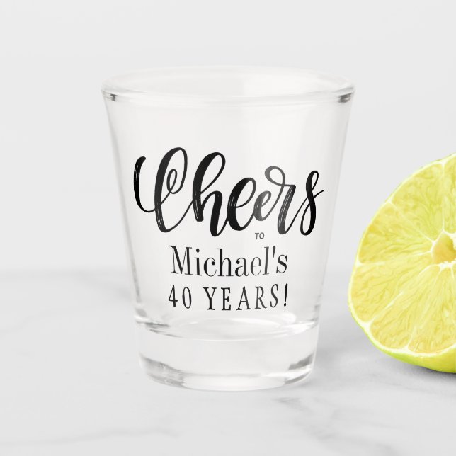 Cheers to 40 years personalized birthday shot glass (Front)