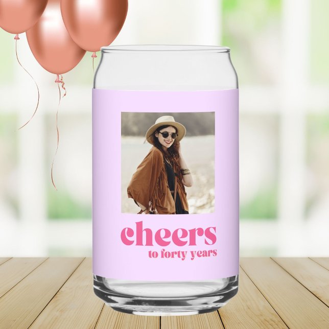 Cheers to 40 years photo gift retro 40th birthday  can glass (Creator Uploaded)
