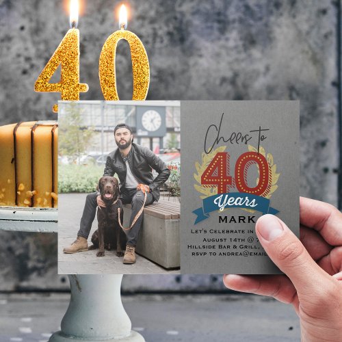 Cheers to 40 Years Photo Invitation