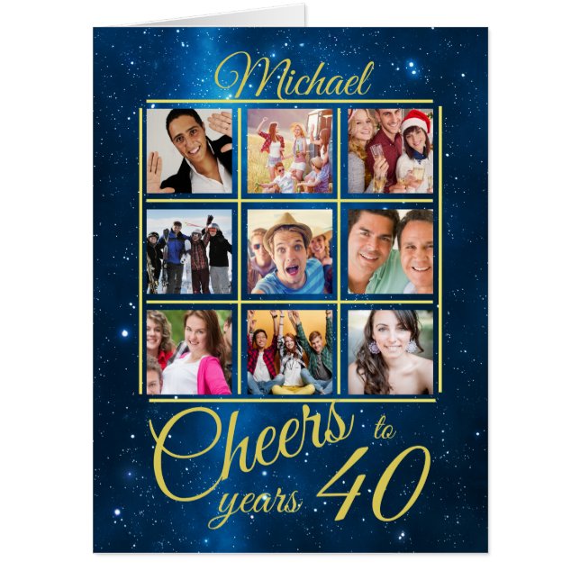 Cheers to 40 Years Photo Template 40th Birthday Card (Front)