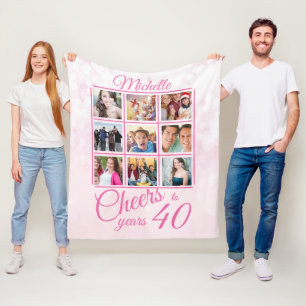 Cheers to 40 Years Photo Template 40th Birthday Fleece Blanket