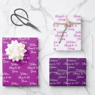 Cheers to 40 Years Pink Magenta 40th Birthday Wrapping Paper Sheets