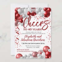 Cheers To 40 Years Red 40th Anniversary