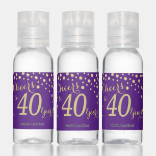 Cheers to 40 Years Royal Purple and Gold Diamond Hand Sanitizer