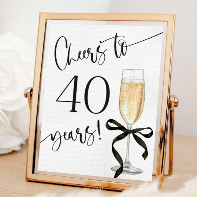Cheers to 40 years sign, 40th birthday party sign (Creator Uploaded)