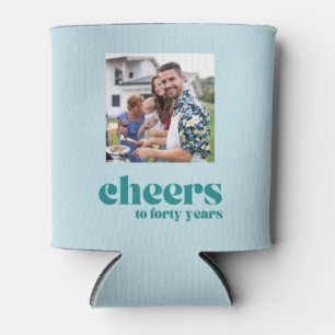 Cheers to 40 years, teal retro Custom Photo Cooler