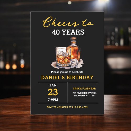 Cheers to 40 Years Whiskey Bourbon Birthday Party