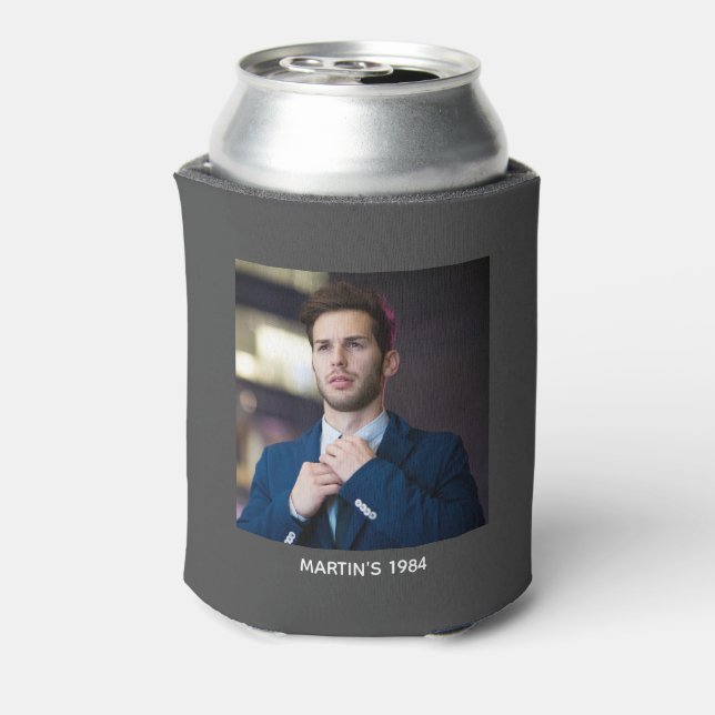 Cheers to 40th Birthday Elegant Funny Dark Gray Can Cooler (Can Back)
