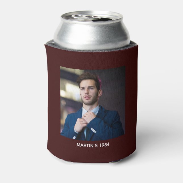 Cheers to 40th Birthday Elegant Funny Dark Red Can Cooler (Can Back)
