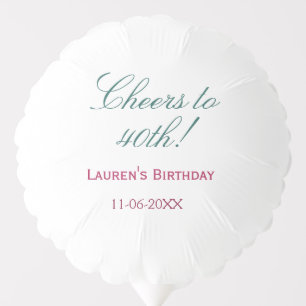 Cheers to 40th birthday name date mauve blue elega balloon
