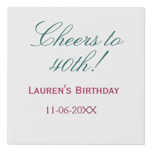 Cheers to 40th birthday name date mauve blue elega faux canvas print