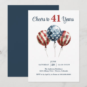 Cheers to 41 Years Birthday Party Invitation