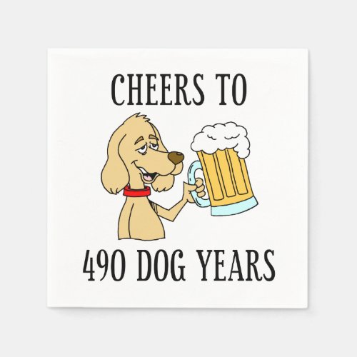 Cheers To 490 Dog Years 70th Birthday Napkins