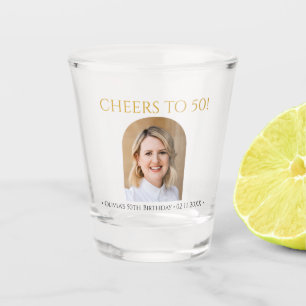 Cheers To 50 Personalized Photo Birthday Party Shot Glass